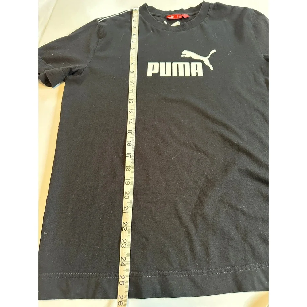 PUMA Womens Black Short Sleeve Crew Neck T-Shirt Logo‎ Size Medium
